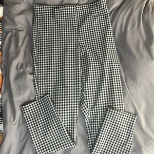 black and white gingham print pants